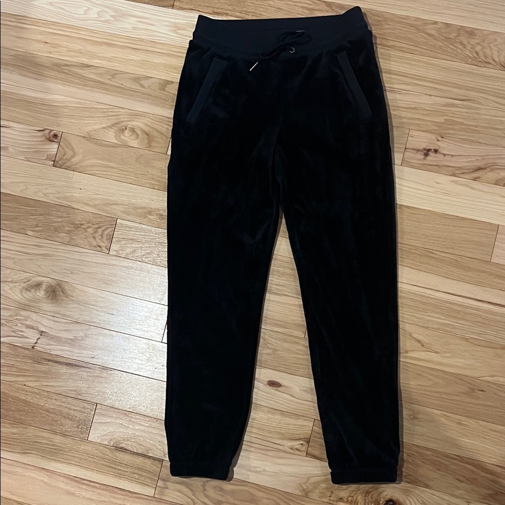 Athleta Black Velour Drawstring Joggers